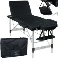 Масажний стіл BodyFit 4082 60 см, 3-секційний алюмінієвий, Чорний