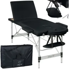 Масажний стіл BodyFit 4082 60 см, 3-секційний алюмінієвий, Чорний