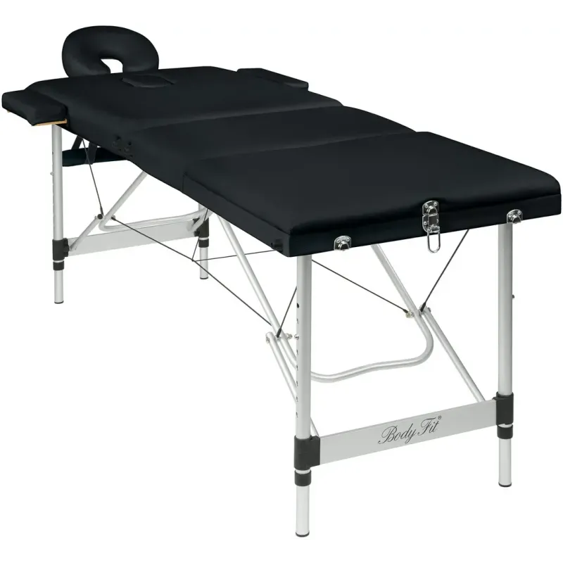 Масажний стіл BodyFit 4082 60 см, 3-секційний алюмінієвий, Чорний