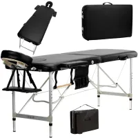 Масажний стіл BodyFit 4083, 2-секційний алюмінієвий 60 см, чорний