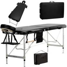 Масажний стіл BodyFit 4083, 2-секційний алюмінієвий 60 см, чорний