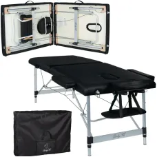 Масажний стіл BodyFit 4086 XXL 70 см, 2-секційний алюмінієвий, чорний
