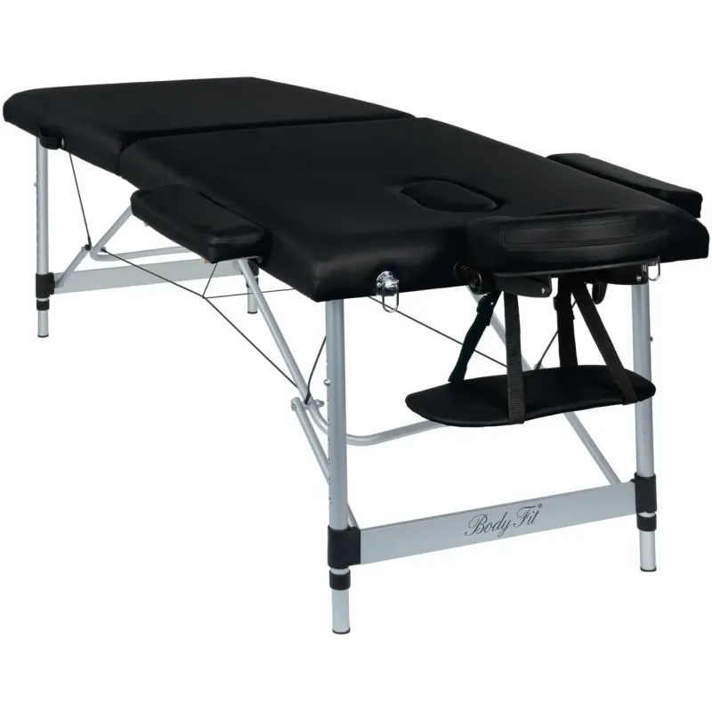 Масажний стіл BodyFit 4085 70 см XXL, 3-секційний алюмінієвий Чорний