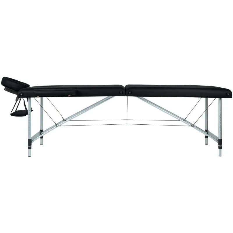 Масажний стіл BodyFit 4085 70 см XXL, 3-секційний алюмінієвий Чорний