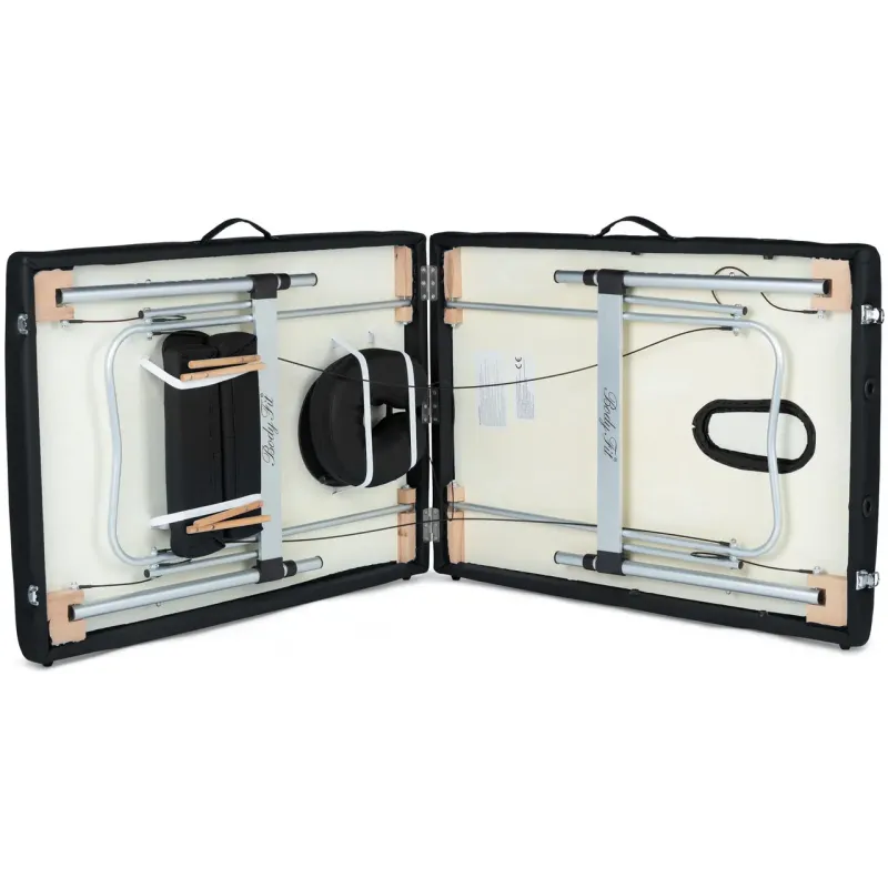 Масажний стіл BodyFit 4085 70 см XXL, 3-секційний алюмінієвий Чорний