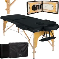 Масажний стіл BodyFit 4087 70 см XXL, 2-секційний дерев’яний, чорний 