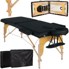 Масажний стіл BodyFit 4087 70 см XXL, 2-секційний дерев’яний, чорний 