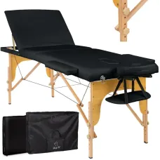 Масажний стіл BodyFit 4088, 70 см XXL, 3-секційний дерев’яний Чорний