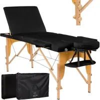Масажний стіл BodyFit 456 60 см, 3-секційний дерев’яний, Чорний