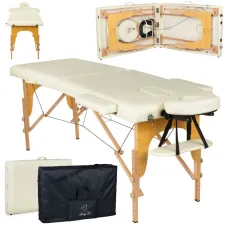 Масажний стіл 60 см BodyFit 459, 2-секційний дерев’яний, бежевий