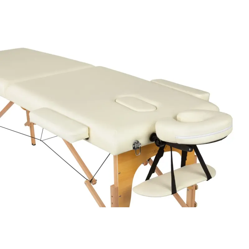 Масажний стіл 60 см BodyFit 459, 2-секційний дерев’яний, бежевий
