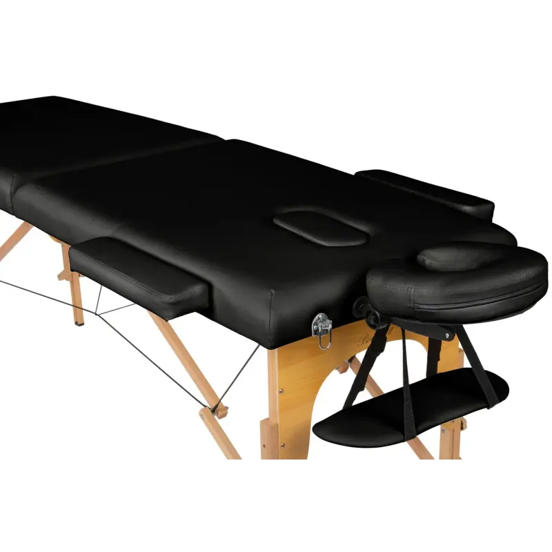 Масажний стіл 60 см - BodyFit 460, 2-секційний дерев’яний, чорний