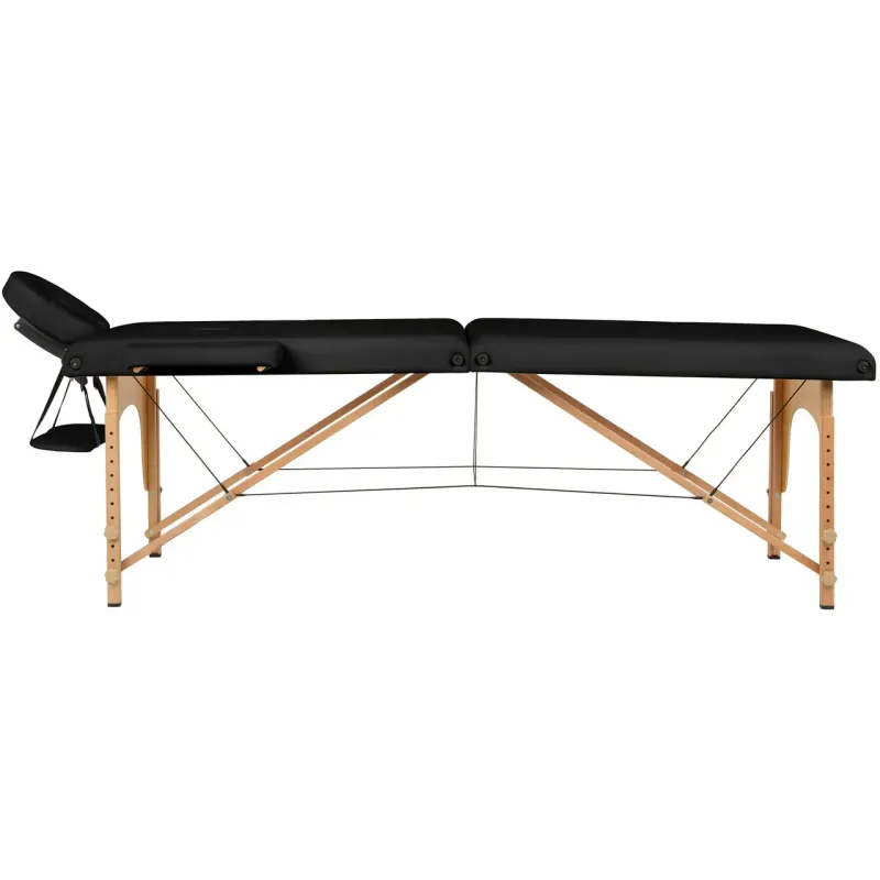 Масажний стіл 60 см - BodyFit 460, 2-секційний дерев’яний, чорний