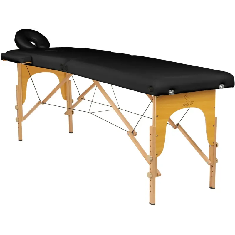 Масажний стіл 60 см - BodyFit 460, 2-секційний дерев’яний, чорний