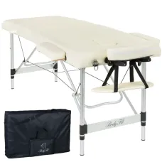 Масажний стіл 60 см BodyFit 468, 2-секційний алюмінієвий, бежевий