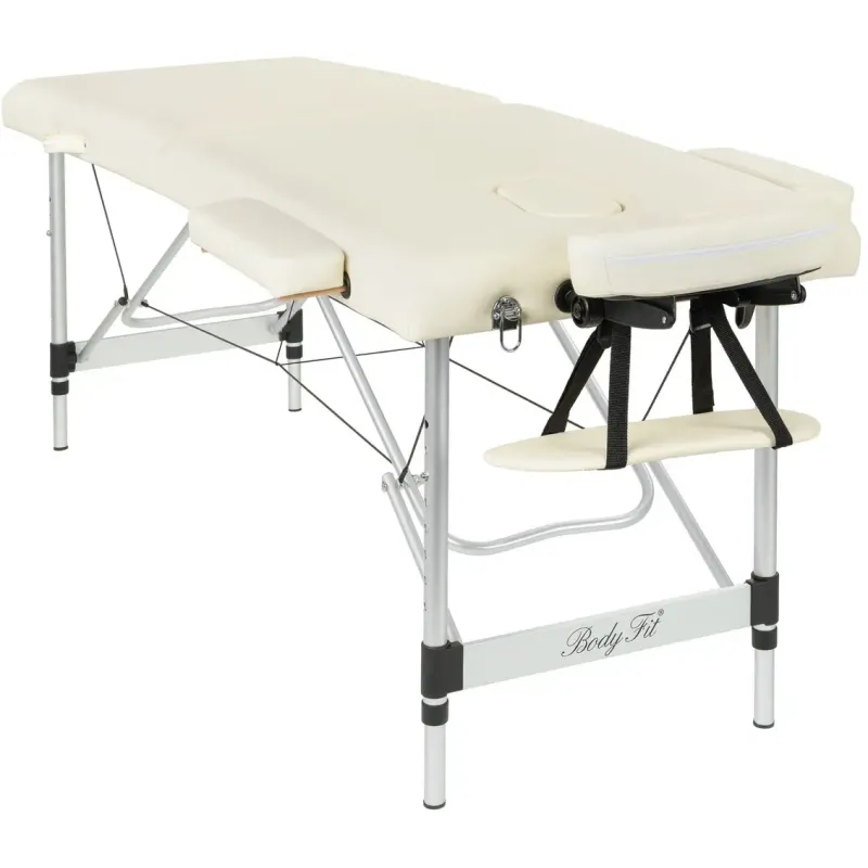 Масажний стіл 60 см BodyFit 468, 2-секційний алюмінієвий, бежевий