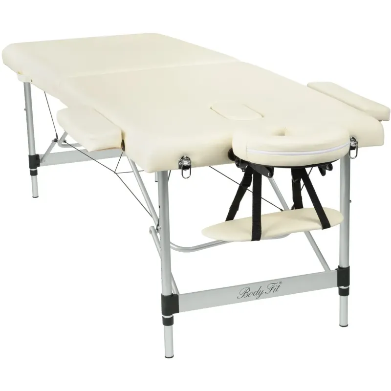 Масажний стіл BodyFit 552 XXL, 2-секційний алюмінієвий, 70 см, бежевий