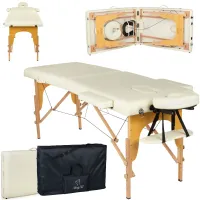 Масажний стіл BodyFit 578, 70 см  XXL, 2-секційний дерев’яний, бежевий