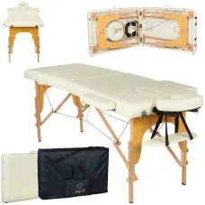 Масажний стіл BodyFit 578, 70 см  XXL, 2-секційний дерев’яний, бежевий