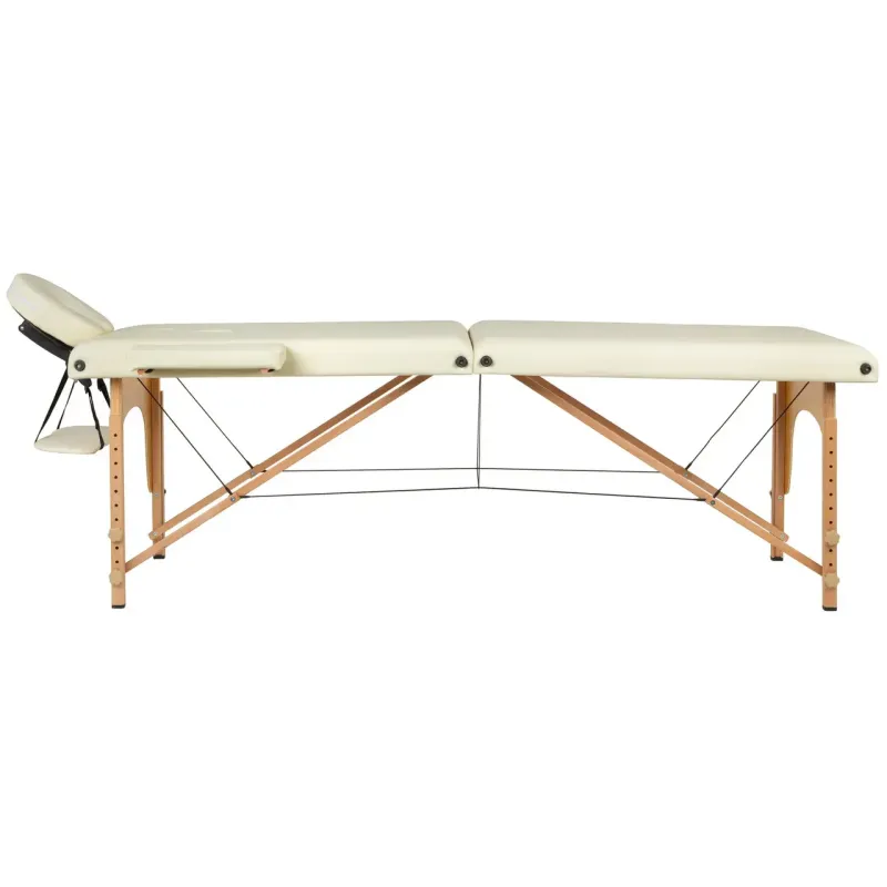 Масажний стіл BodyFit 578, 70 см  XXL, 2-секційний дерев’яний, бежевий