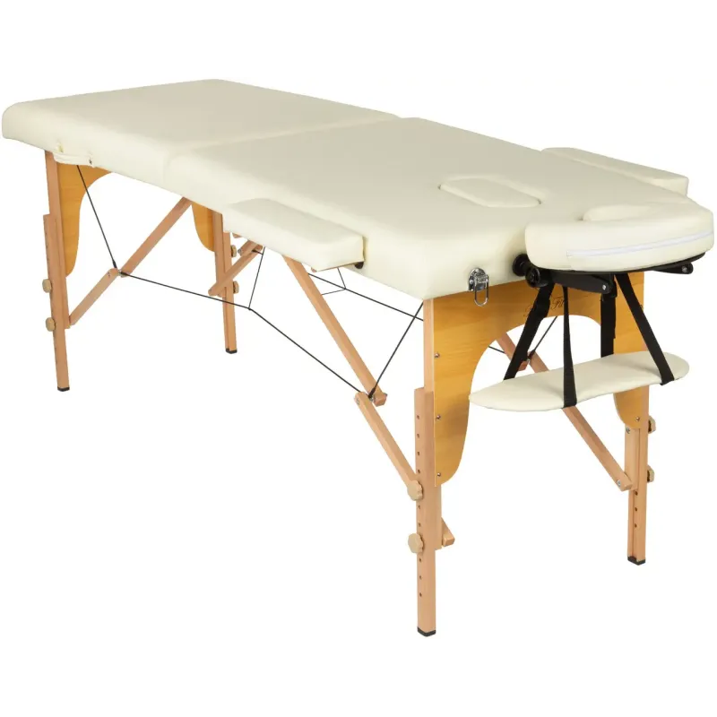 Масажний стіл BodyFit 578, 70 см  XXL, 2-секційний дерев’яний, бежевий