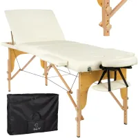 Масажний стіл BodyFit 580, 70 см XXL, 3-секційний дерев’яний Бежевий