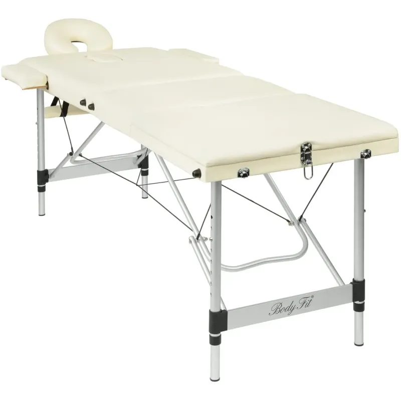 Масажний стіл BodyFit 599 - 60 см, 3-секційний алюмінієвий, бежевий
