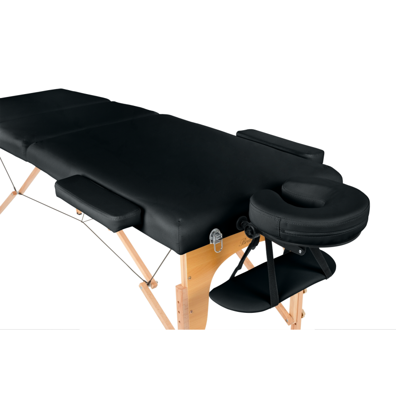 Масажний стіл BodyFit 4084, 4-секційний дерев’яний 60 см, чорний