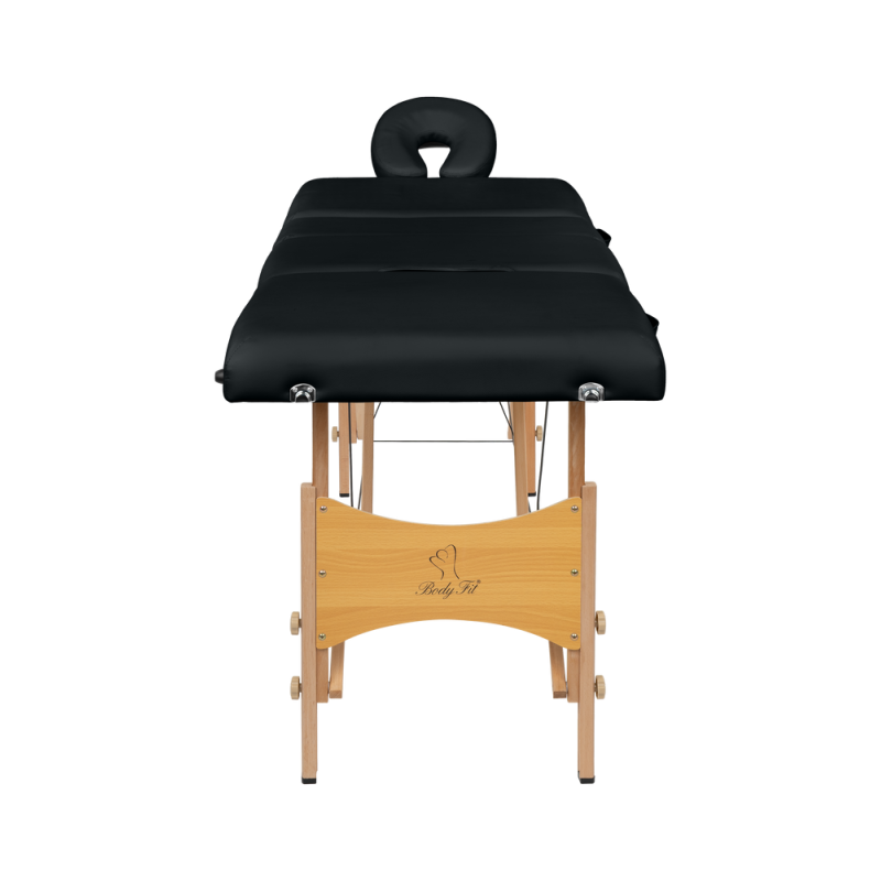 Масажний стіл BodyFit 4084, 4-секційний дерев’яний 60 см, чорний
