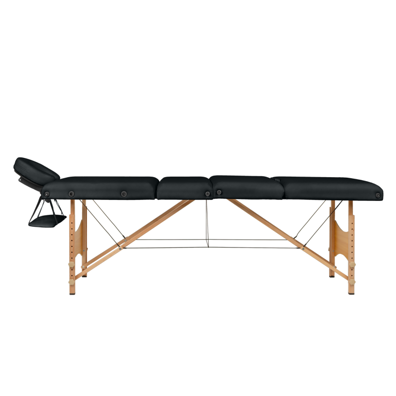 Масажний стіл BodyFit 4084, 4-секційний дерев’яний 60 см, чорний